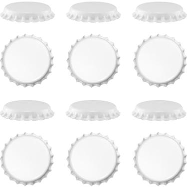 Imagem de Garrafas de cerveja coloridas Pry-Off Caps, absorção de oxigênio, Kombucha/Homebrew, padrão dos EUA de 26 mm, selo da coroa/cortiça, sem PVC, pacote com 12 (branco)