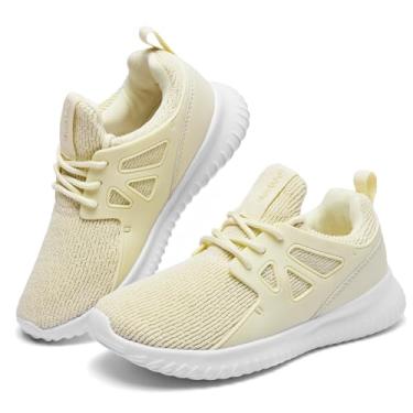 Imagem de nerteo Tênis feminino sem cadarço para meninos e crianças leves tênis corrida caminhada academia sapatos modernos para crianças pequenas/crianças grandes, Damasco, 19