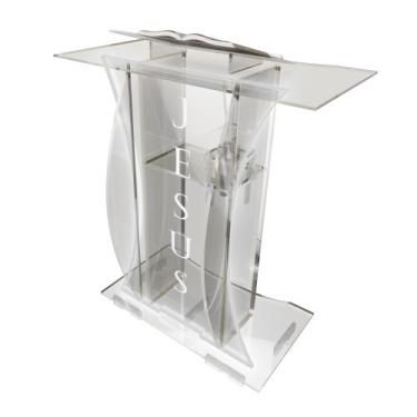 Imagem de Pulpito Acrilico Resistente Bonito 8mm Led e Gravação para Igreja para