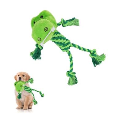 Imagem de MultiValue Brinquedos engraçados de pelúcia para cães, brinquedos fofos para filhotes de cachorro barulhentos, brinquedos interativos para cães de guerra para limpeza de dentes de filhotes (crocodilo)