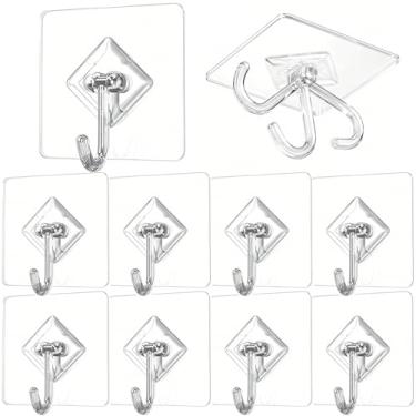 Imagem de Ganchos adesivos grandes, cabides de guirlanda para decoração de casamento de Páscoa, Natal, Halloween, pacote com 10 ganchos, ganchos transparentes à prova d'água para pendurar, ganchos de parede