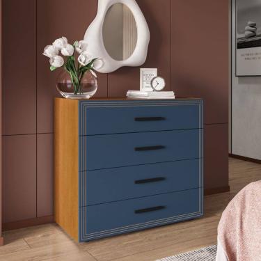 Imagem de Cômoda Valência 4 Gavetas Freijó Azul Politorno Móveis