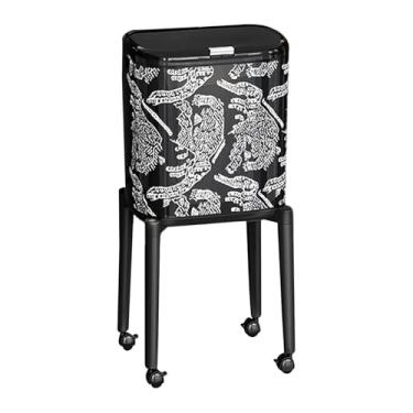 Imagem de predolo Lixeira com Rodas, Cesto de Lixo Simples, Balde de Armazenamento, Lixeira Estreita, Alta para Banheiro, Cozinha e Restaurante, Preto Listrado