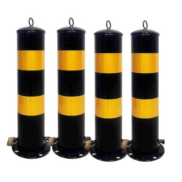 Imagem de Bollard De Segurança Removível Com Manga De Embutimento, Poste De Poste De Segurança De Aço Amarelo Com Parafusos De Ancoragem & Cadeado, Bollard De Estacionamento Para Ar, 4pcs-yellow, 500mm/19.7in