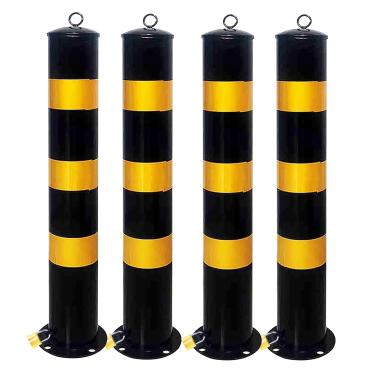 Imagem de Bollard De Segurança Removível Com Manga De Embutimento, Poste De Poste De Segurança De Aço Amarelo Com Parafusos De Ancoragem & Cadeado, Bollard De Estacionamento Para Ar, 4pcs-yellow, 800mm/31.5in