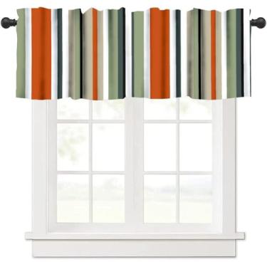 Imagem de Cortinas de saia listradas, vintage, colorida, vertical, paralela, listrada, moderna, abstrata, geométrico, boêmio, arte, simples, cortina de saia para quarto, sala de estar, cozinha, 137 x 45 cm