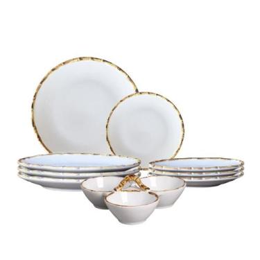 Imagem de Jogo 8 Pratos e Petisqueira Bambu Cerâmica Scalla 1ª Linha