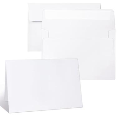 Imagem de Pacote com 44 cartões em branco e envelopes brancos 10 x 15 cm, envelopes autoselados A4 com conjunto de cartolina dobrada, para cartões de felicitações DIY, cartões de agradecimento, convites de