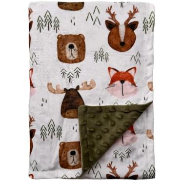 Imagem de Cobertor de bebê para meninos e meninas, cobertor macio com camada dupla pontilhada para berço infantil (floresta, 76 x 101 cm)
