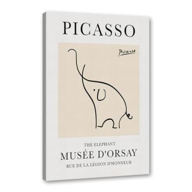 Imagem de Pintura em tela vintage Picasso desenho de linha de desenho de desenho de desenho de desenho de desenho de animal abstrato de desenho minimalista de arte de parede para sala de estar decoração de casa