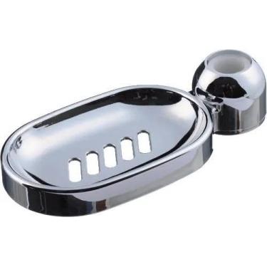 Imagem de Suporte de Chuveiro em Cromado Elegante Porta-Sabonete Plástico ABS Organizador Banheiro para Espaço Arrumado