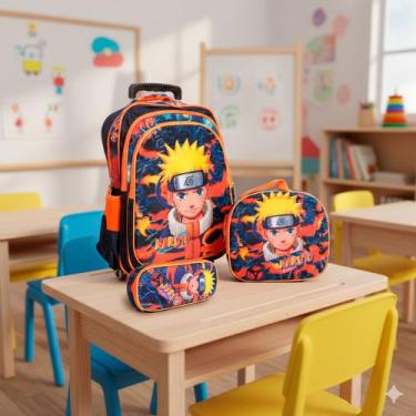 Imagem de Kit Mochila Infantil Naruto Com Rodinhas Creche Passeio - TOYS 2U