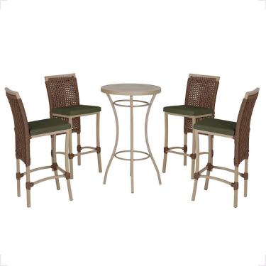 Imagem de Mesa Bistro E 4 Banquetas Roma Fendi Corda Náutica 12 Marrom