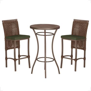 Imagem de Mesa Bistro E 2 Banquetas Roma Marrom Corda Náutica 13 Marrom