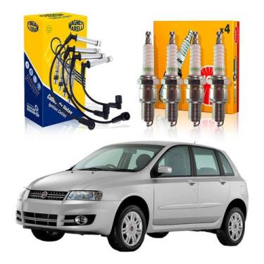 Imagem de Kit Vela Ngk Cabo Stilo 1.8 8v 2002 A 2009 - Marelli