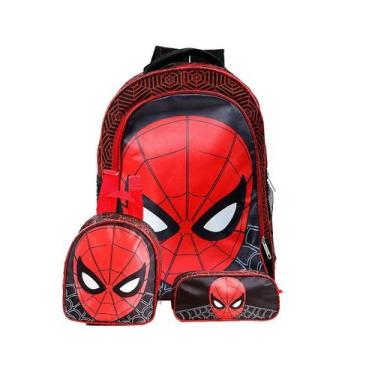 Imagem de Kit Mochila Escolar Infantil Homem Aranha Marvel De Costas