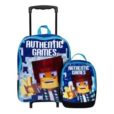 Imagem de Mochila Escolar Infantil Authentic Game Rodinhas G Lancheira - Authent