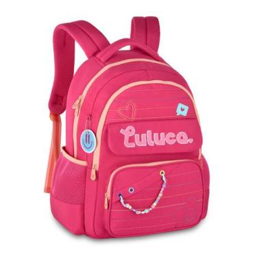 Imagem de Mochila Luluca Costa Grande Miçanga Bolsos Juvenil Notebook, Rosa