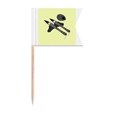 Imagem de Fine Arts Pincel de tinta de pedra, bandeiras de palito de dentes, marcação de rotulagem para bolo de festa, prato de queijo