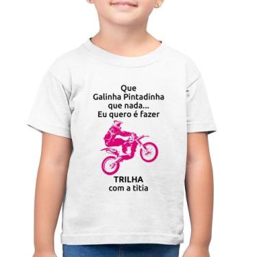 Imagem de Camiseta Algodão Infantil Trilha Com A Titia (Moto Rosa) - Foca Na Mod