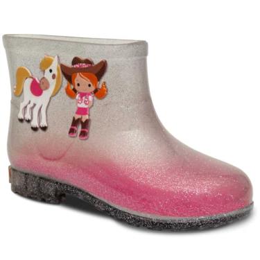 Imagem de Bota Galocha Infantil Menina Nº 21 ao 26 Botinha Cano Baixo Feminina Country Boiadeira 09.50 (Glitter Prata, BR, Criança de 1 a 3 anos, Numérico, 22)