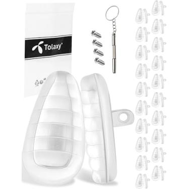 Imagem de Tolaxy 20 pares de almofadas de nariz para óculos, 15 mm, peças de nariz de substituição antiderrapantes listradas transparentes de 15 mm para Oakley Plier OX5142 | Lizard 2 OX5120 | Clipe para