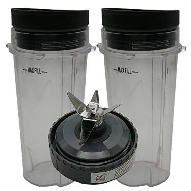 Imagem de Copo de substituição de 473 ml com tampa e lâmina extratora para liquidificador profissional Nutri Ninja com 1100 watts BL660 30/BL660B 30/BL660WM 30/BL740 30/BL740C/BL740A (Bl660 (copo com tampa de vedação))
