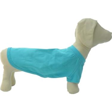Imagem de Lovelonglong Roupas para animais de estimação fantasias para cães Dachshund roupas camisetas em branco para cães Dachshund, Corgi 100% algodão turquesa D-GG