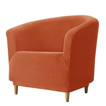 Imagem de Velvet Club Chair Slipcover, Stretch Tub Chair Slipcover Soft Nonslip Wear Resistant Tub Chair Cover Machine Washable for Living Room(Color:Orange Red)