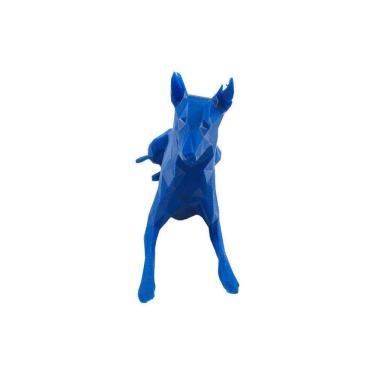 Imagem de Doberman Deitado Low Poly Cachorro Pet Decoração 3D Azul