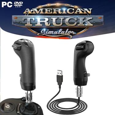 Imagem de Obokidly Upgrade USB Gearshift Knob Modification Steering Wheels Accessories Support G29 G27 G25 Compatible with PC for ATS & ETS2 Racing Shifter THRUSTMASTER TH8A (USB Gearshift Knob version 2, Black