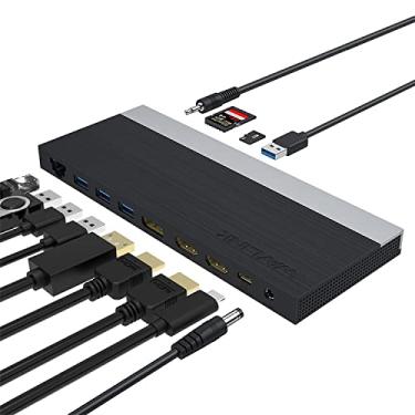 Imagem de Estação de acoplamento USB-C WAVLINK Triple Display com carregamento de 65 W por portáteis suporta macOS e Windows (2 HDMI, 1 DisplayPort, 4 portas USB 3.0, leitor de cartões SD/TF, Gigabit Ethernet)