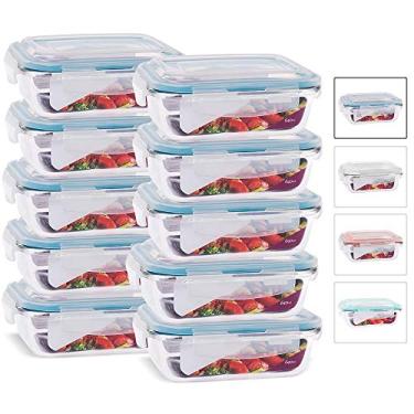Imagem de KIT 10 Potes de Vidro Retangular com Tampa Hermética 640ml Cor:Azul