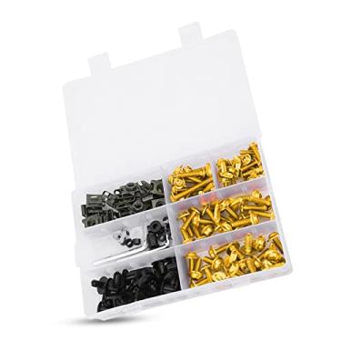 Imagem de Estink Kit de carenagem de alumínio M5 M6, 198 peças de parafusos de para-brisas para motocicletas, para a maioria das motocicletas, inclui ferragens contra (ouro)