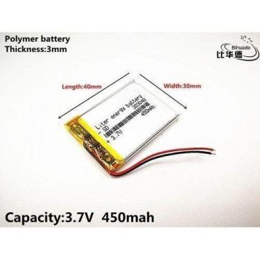 Imagem de Bateria nova com 3,7v 450mah 2 Fios 3x30x40 - bgb