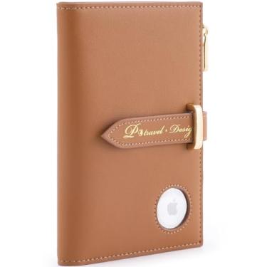 Imagem de VanFn Airtag Passport Holder, RFID Travel Passport Wallet, Family Passport Holder, Ladies Bifold Air Tag Wallets, Slim Leather Credit Card Wallet For Women, Trip Document Organizer P.Travel Series