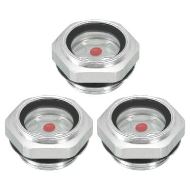 Imagem de PATIKIL Pacote com 3 unidades de vidro de visão de óleo para compressor de ar, rosca macho G 9,5 cm de liga de alumínio, pacote com medidor de nível de líquido, peças de compressor de ar com anel de