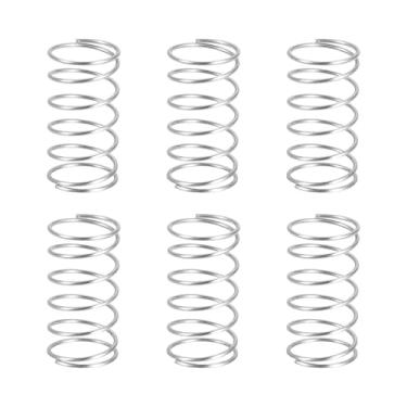 Imagem de uxcell 6 molas de compressão, 1 mm de diâmetro do fio x 16 mm OD x 30 mm de comprimento 304 de extensão de aço inoxidável caneta esferográfica molas de pressão para reparos domésticos em lojas, prata