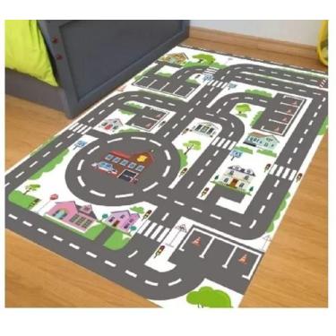 Imagem de Pista Carrinhos Corrida Cidade Tapete Ilustrativo 70x100 cm - PGG Impr
