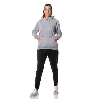 Imagem de Moletom Canguru Feminino Cinza com Capuz - CHIELLA, G, Cinza, Feminino