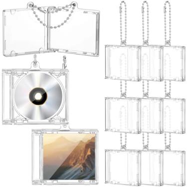 Imagem de Misdary Mini CD Porta-chaves Álbum Capas de Plástico Cd Capa de DVD Transparente DVD Joia Chaveiro Música Em Branco Mini Suporte de Disco Compacto Pingente Personalizado para DIY Mochila Pendurada