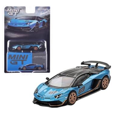 Imagem de Generic Diecast Collectibles Carro Modelo de Carro Diecast Colecionáveis Compatível com Mini GT 1:64 Lamborghini Aventador SVJ 63 Blu Aegir Limited Edition MGT00784