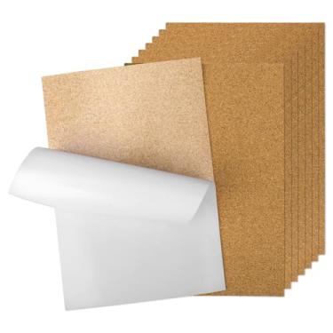 Imagem de Gosknor 8 peças de folhas autoadesivas de cortiça, 29 x 21 x 20 cm, suporte de cortiça para porta-copos e almofadas de cortiça com adesivo na parte de trás, porta-copos de cortiça, porta-copos de