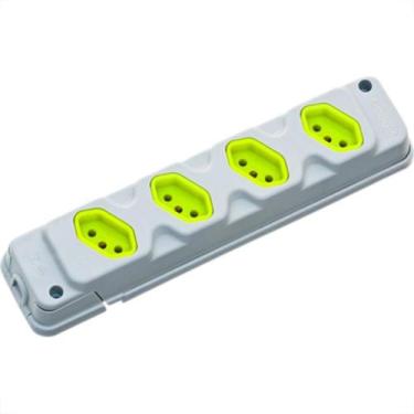 Imagem de Tomada Barra Fiolux Quadrupla 2Polos+T20A Cinza