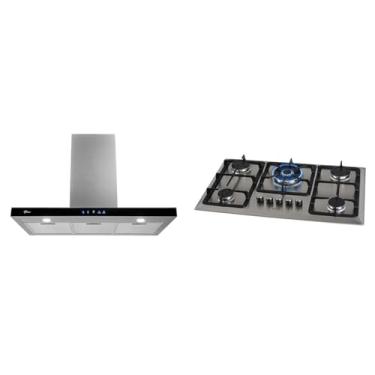 Imagem de Kit Fischer Coifa Digital 90cm + Cooktop Gás 5 Bocas Infinity Inox