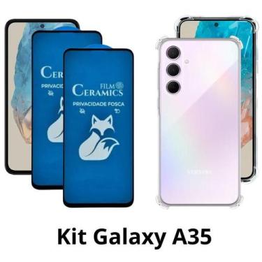 Imagem de 2UN Película Fosca Privacidade + 1x Capa Transparente para Samsung Gal