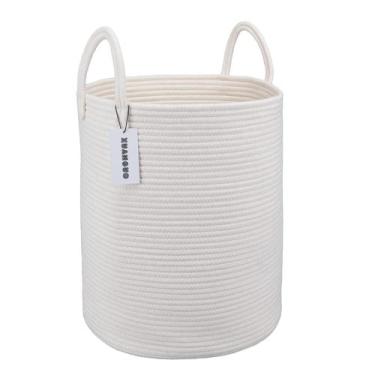 Imagem de Cesto de Roupa Suja XUANGUO - Corda de Algodão - Branco