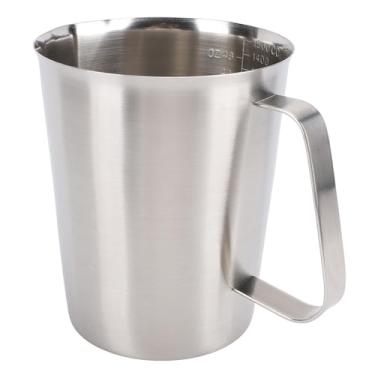 Imagem de Copo medidor de aço inoxidável 304 de grau alimentício com escala clara e bico de marcação, copo medidor, jarra de mistura de cozinha fácil para entusiastas de café e baristas (1500 ml)