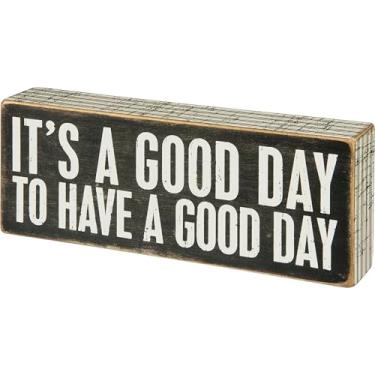 Imagem de Primitives by Kathy 31127 Placa de caixa com acabamento riscado, 20,32 x 7,62 cm, um bom dia