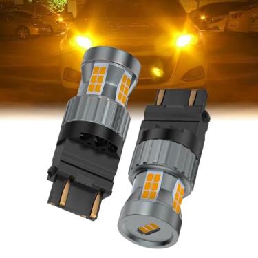 Imagem de Teguangmei Upgrade 3157 Lâmpada LED Amarelo Âmbar 23W Super Brilhante Embutido Resistor Canbus Livre de Erros Anti Hyper Flash 3057 3156 3457 4057 4157 T25 Luz de seta frontal traseira (2 peças)